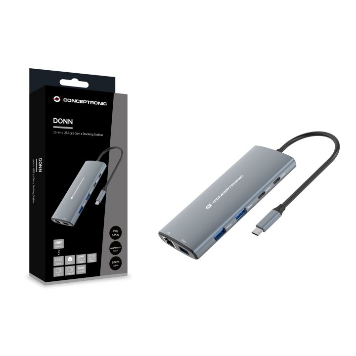 Docking Usb-c Conceptronic Donn06 A 1xhdmi 1xusb-c Pd 60w 3xusb-a 3.0 1xlector Sd 1xlector Microsd 1x1gb Rj45