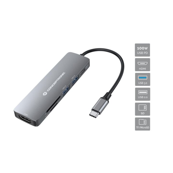 Docking Usb-c Conceptronic Donn11 A 1xhdmi 1xusb-c Pd 100w 2xusb-a 1xlector Sd 1xlector Microsd