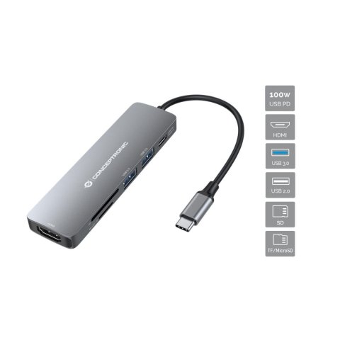 Docking Usb-c Conceptronic Donn11 A 1xhdmi 1xusb-c Pd 100w 2xusb-a 1xlector Sd 1xlector Microsd