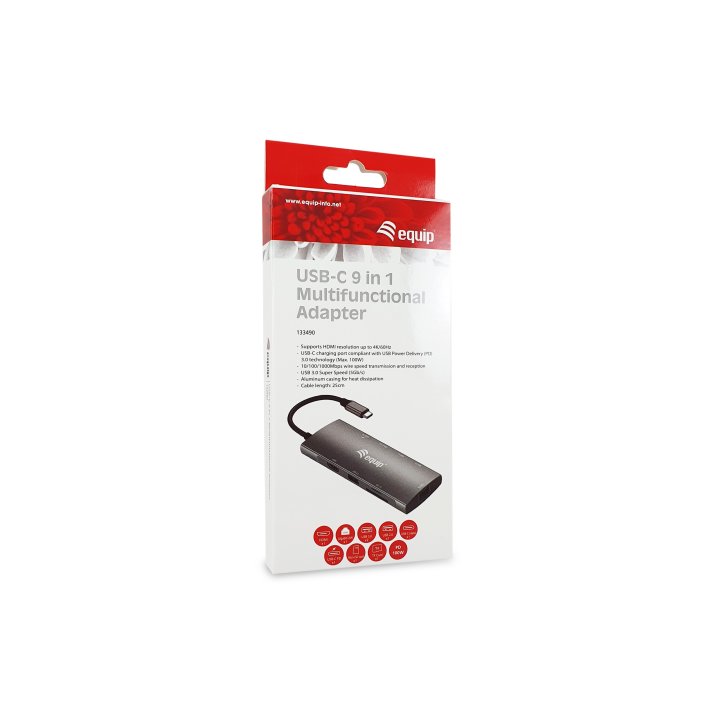 Docking Usb-c Equip 133490 A 1xhdmi 4k 1xusb-c 2xusb-a 5gb s 1xusb-c Pd 100w 1x1gb Rj45 1xlecto De Tarjetas