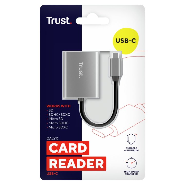 Lector De Tarjetas Externo Trust Dalyx Fast Usb-c Admite Sd, Sdhc Y Sdxc Hasta 2 Tb 24136