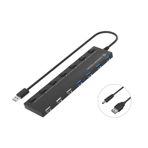 Hub Usb 2.0 3.0 Conceptronic Hubbies09 4 Puertos 3.0 3 Puertos 2.0 Con Interruptores