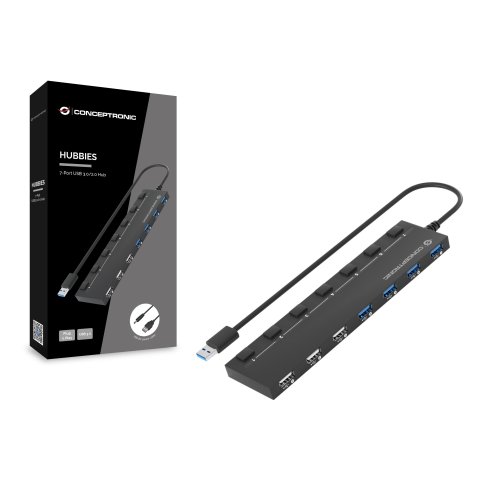 Hub Usb 2.0 3.0 Conceptronic Hubbies09 4 Puertos 3.0 3 Puertos 2.0 Con Interruptores