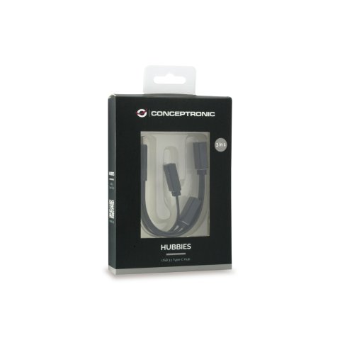 Hub Usb 3.1 Tipo C Conceptronic Hubbies 1 Puerto Usb 3.0 + 2 Puertos Usb 2.0 Color Negro