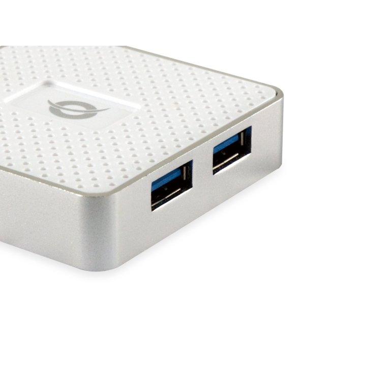 Hub Usb 3.0 Conceptronic Hubbies03w 4 Puertos Usb 3.0 Con Alimentador Color Blanco