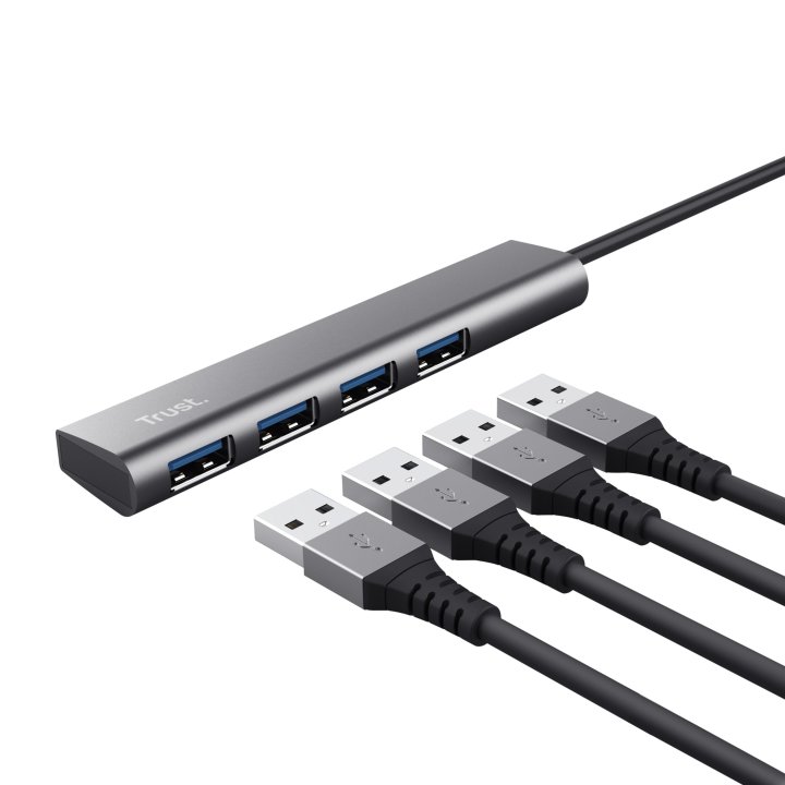 Hub Usb 3.2 Trust Halyx 24947 Usb-a 3.2 A 4 Puertos Usb-a 3.2 Acabado En Aluminio