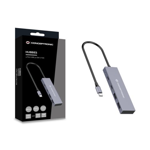 Hub Usb 3.2 Conceptronic Hubbies13g 2 Puertos Usb 3.2 Usb-c 2 Puertos Usb-a Carcasa De Aluminio