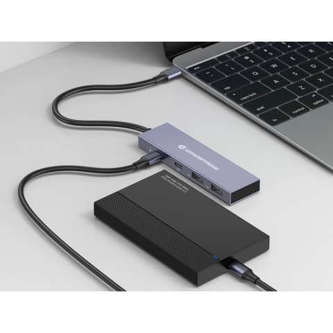 Hub Usb 3.2 Conceptronic Hubbies13g 2 Puertos Usb 3.2 Usb-c 2 Puertos Usb-a Carcasa De Aluminio