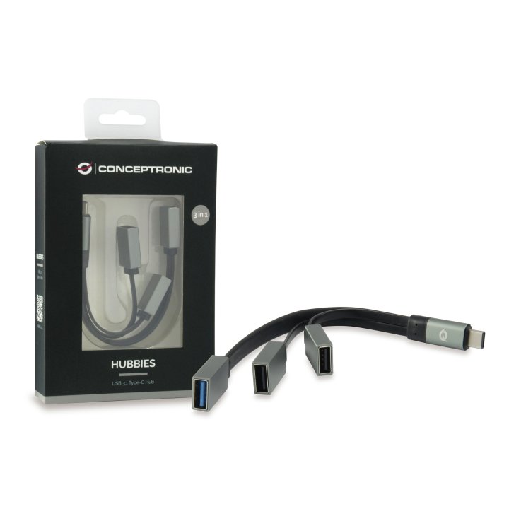 Hub Usb 3.1 Usb-c Conceptronic Hubbies 1 Puerto Usb 3.0 + 2 Puertos Usb 2.0 Color Gris