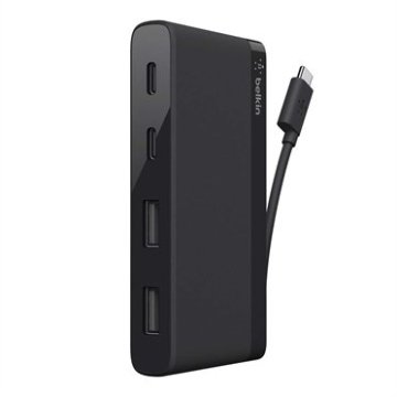 Minihub Usb-c Belkin F4u090btblk 4 Puertos, 2 Usb-c, 2 Usb-a Color Negro
