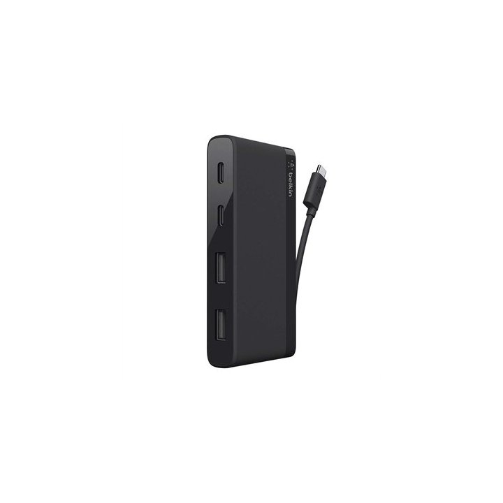 Minihub Usb-c Belkin F4u090btblk 4 Puertos, 2 Usb-c, 2 Usb-a Color Negro