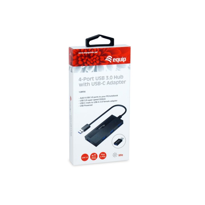 Hub Usb 3.2 Equip Life A 4 Puertos Usb 3.2 Incluye Adaptador Usb-c