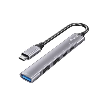 Hub Usb-c 3.2 Equip Life 2 Puertos Usb 2.0 1 Puerto Usb 3.0 1 Puerto Usb-c + 1 Puerto Usb C Carga Hasta 100w Carcasa De Alumi