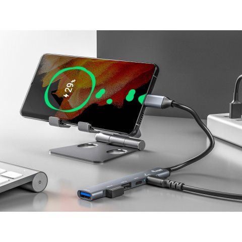 Hub Usb-c 3.2 Equip Life 2 Puertos Usb 2.0 1 Puerto Usb 3.0 1 Puerto Usb-c + 1 Puerto Usb C Carga Hasta 100w Carcasa De Alumi