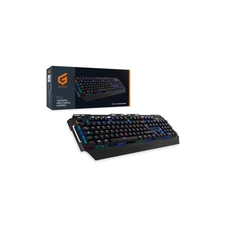 Teclado Gaming Mecanico Conceptronic Kronic01 Italiano Retroiluminado Rgb Usb 8 Teclas Programas
