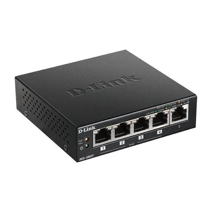 Switch No Gestionable D-link Dgs-1005p 5p Giga Con 4p Poe (60w) Sobremesa No Rack