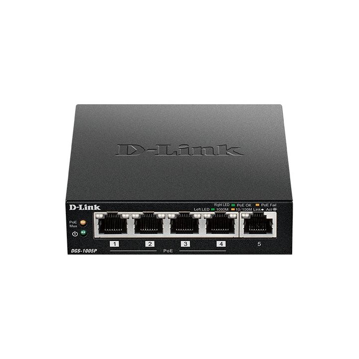 Switch No Gestionable D-link Dgs-1005p 5p Giga Con 4p Poe (60w) Sobremesa No Rack