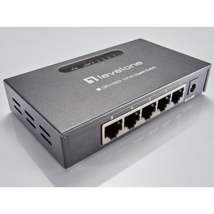Switch Level One Gigabit Carcasa Metalica No Gestion 5p 10 100 1000 Geu-0523