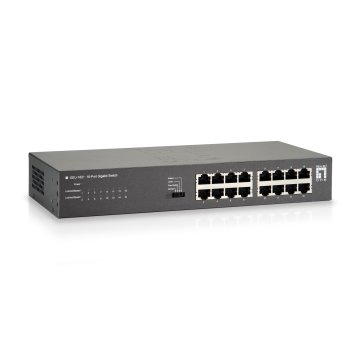 Switch Level One No Gestion 16p 10 100 1000 Mini Con Kit Montaje Rack 19"