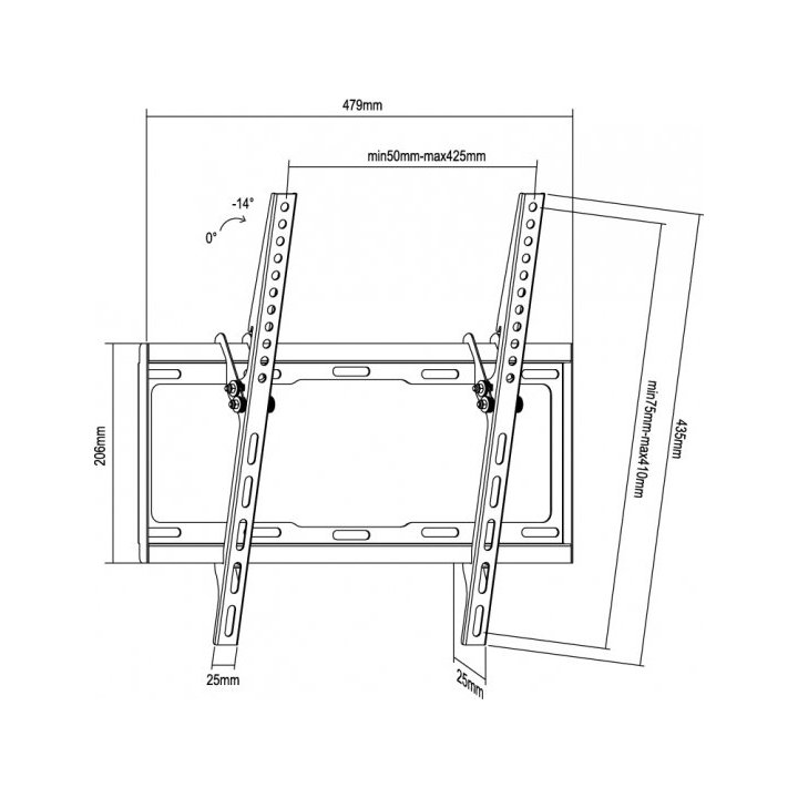 (km0) Soporte Pantalla 32"-55" Equip 650311 Inclinable 0º-14º Max 35kg Vesa Max 400x400 Cash30