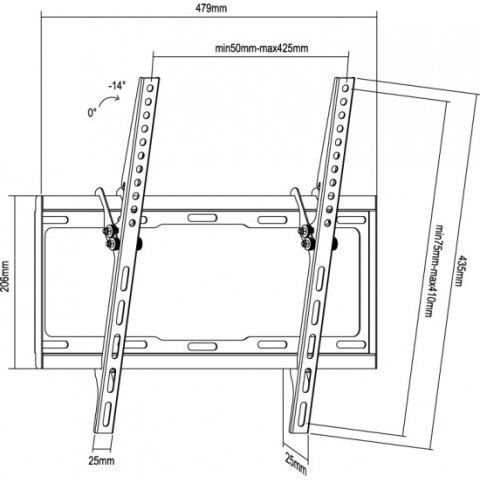 (km0) Soporte Pantalla 32"-55" Equip 650311 Inclinable 0º-14º Max 35kg Vesa Max 400x400 Cash30
