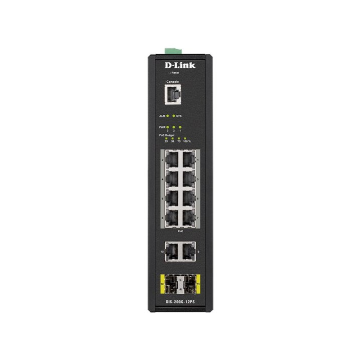 Switch Industrial D-link Dis-200g-12ps 8p Poe + 2p Giga Y 2p Sfp   Carril Din Vlan Qos Igmp