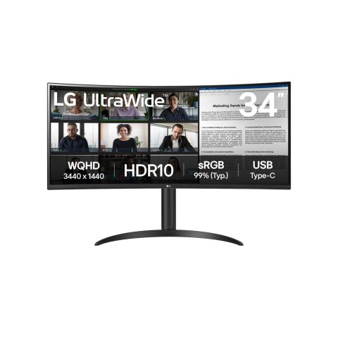 Monitor 34" Ultrawide Curvo Hdmi Displayport Lg 34wr50qk-b Wqhd 3440x1440 Vesa 100x100
