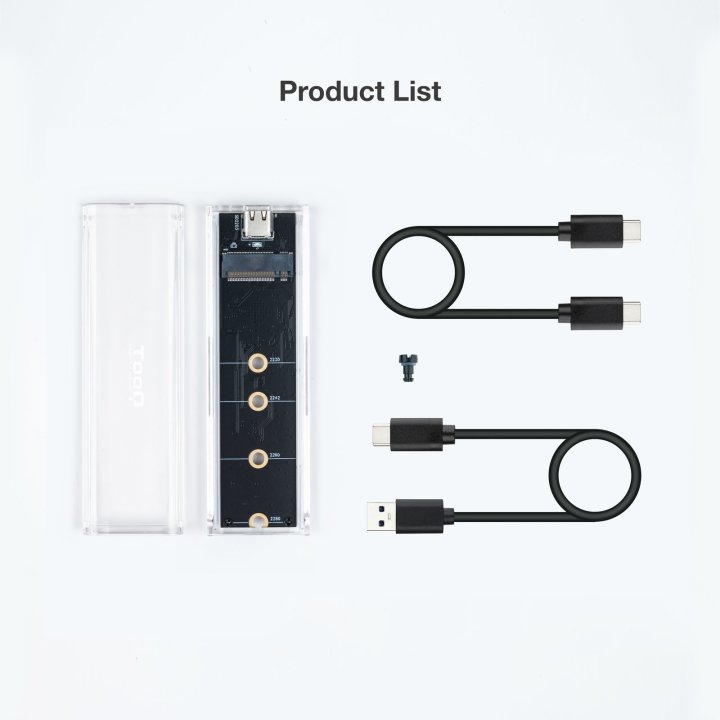 Caja Externa M.2 Usb-c Tooq Tqe-2200 Para M.2 Ngff nvme Usb 3.1 Gen2 Usb-c Transparente Rgb