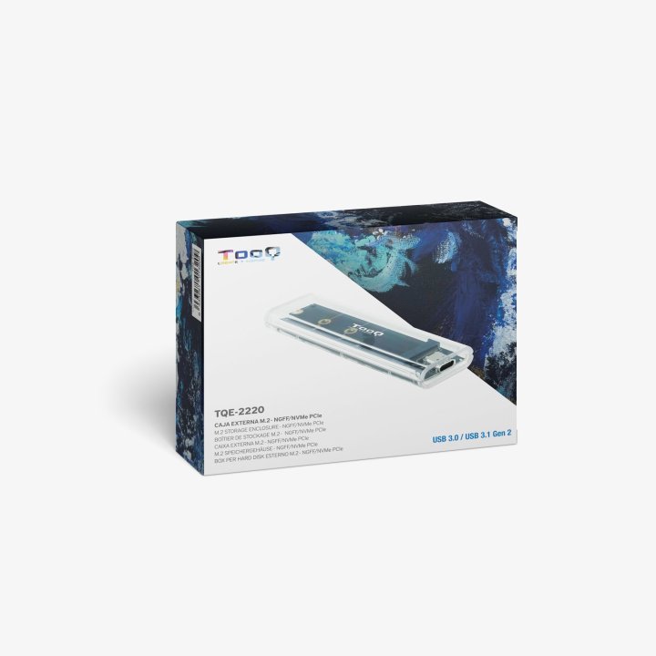 Caja Externa M.2 Usb-c Tooq Tqe-2200 Para M.2 Ngff nvme Usb 3.1 Gen2 Usb-c Transparente Rgb
