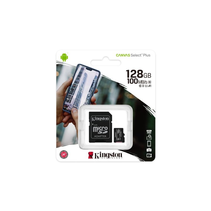 Memoria Sd Micro 128gb Clase 10 Kingston + Adaptador Canvas Select Plus 100mb s Sdcs2 128gb