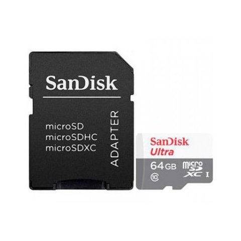 Memoria Sd Micro 64gb Sandisk Ultra® Microsdxc + Sd Adapter 100mb s Class 10 Uhs-i Sdsqunr-064g-gn3ma