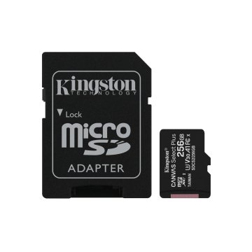 Memoria Sd Micro 256gb Kingston Clase 10 + Adaptador Canvas Select Plus 100mb s Sdcs2 256gb