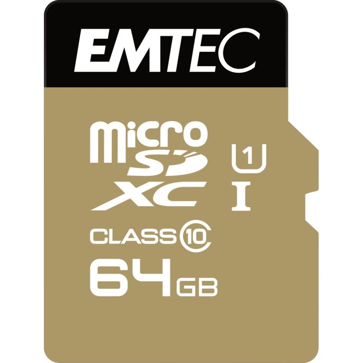 Memoria Sd Micro 64gb Emtec Elite Gold 85mb s Sd + Adapter Class 10 Uhs1 U1 Ecmsdm64gxc10gp