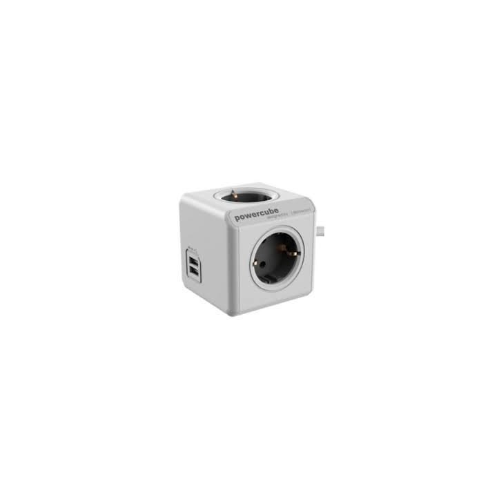 Powercube Original 2 Usb + 4 Tomas Corriente  3metros Cable + Soporte. Regleta Color White/grey 