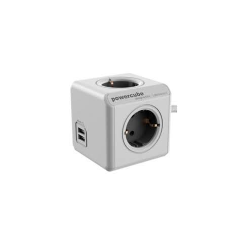 Powercube Original 2 Usb + 4 Tomas Corriente  3metros Cable + Soporte. Regleta Color White/grey 