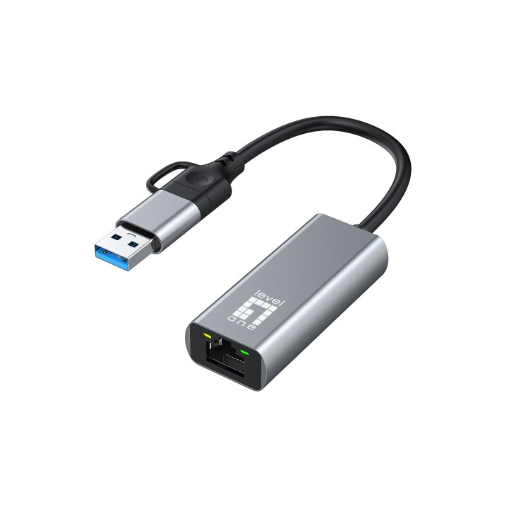 Adaptador Usb-c Level One Usb-0423 A Rj45 1x2.5 Gigabit Con Adaptador A Usb-a