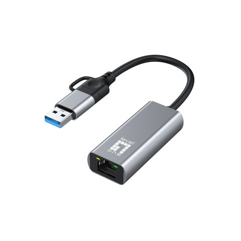 Adaptador Usb-c Level One Usb-0423 A Rj45 1x2.5 Gigabit Con Adaptador A Usb-a