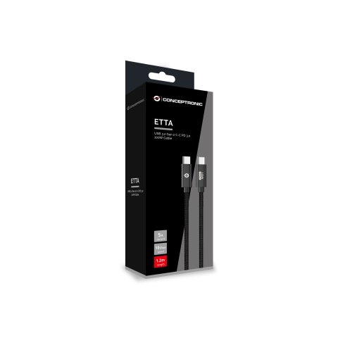 Cable Usb-c Macho A Usb-c Macho 1.2m Conceptronic Usb 3.2 Gen 2 100w 20v 5a 10gbps E-mark 
