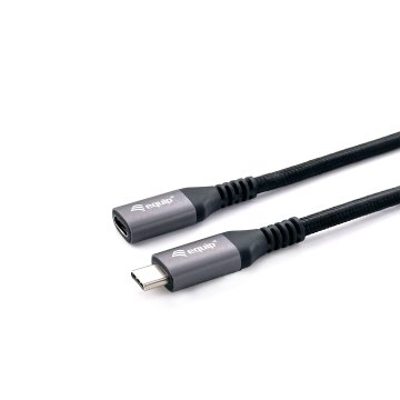 Cable Alargo Usb-c Macho Usb-c Hembra Usb 3.2 Gen 2 0,5m Transferencia 10g 4k  Carcasa Aluminio Algodon Trenzado Negro 2