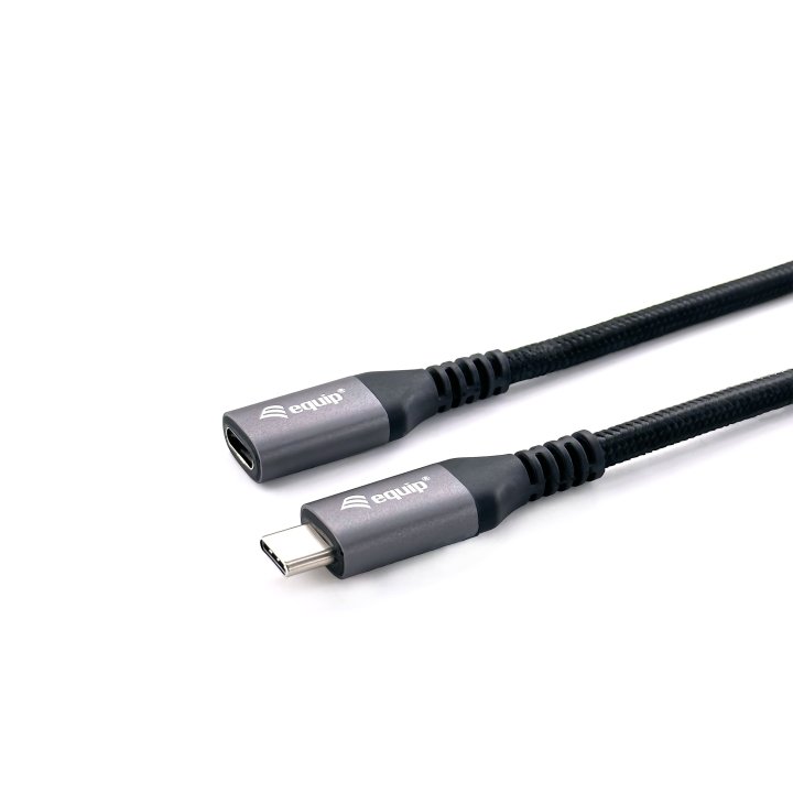 Cable Alargo Usb-c Macho Usb-c Hembra Usb 3.2 Gen 2 0,5m Transferencia 10g 4k  Carcasa Aluminio Algodon Trenzado Negro