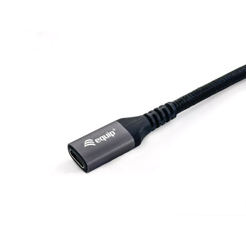 Cable Alargo Usb-c Macho Usb-c Hembra Usb 3.2 Gen 2 0,5m Transferencia 10g 4k  Carcasa Aluminio Algodon Trenzado Negro