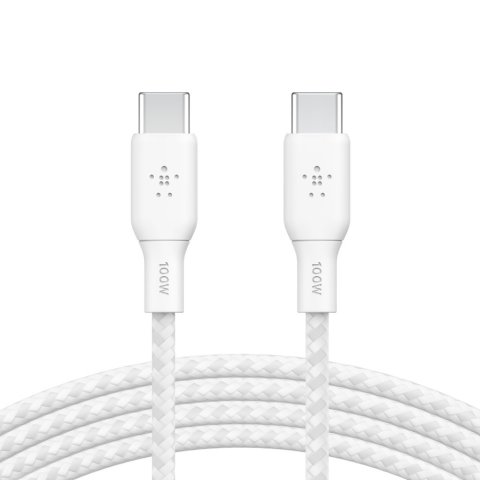Cable Belkin Cab014bt2mwh Usb-c A Usb-c Boost Charge 2m 100w Doble Trenzado Blanco