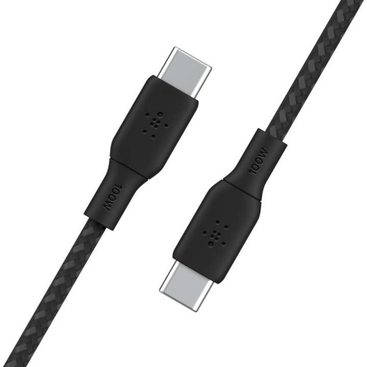 Cable Belkin Cab014bt2mbk Usb-c A Usb-c Boost Charge 2m 100w Doble Tranzado Negro
