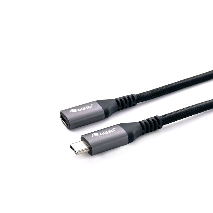 Cable Alargo Usb-c Macho Usb-c Hembra Usb 3.2 Gen 2 1m Transferencia 10g 4k  Carcasa Aluminio Algodon Trenzado Negro