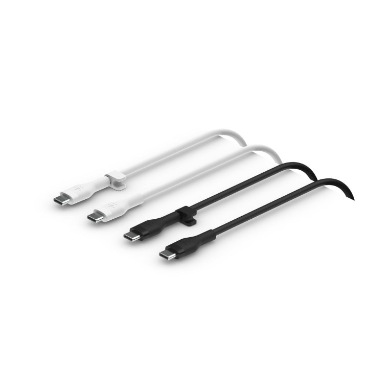 Cable Belkin Cab009bt1mbw2pk Usb-c A Usb-c Boost Charge 1m Silicona Con Clip Pack 2 Blanco negro