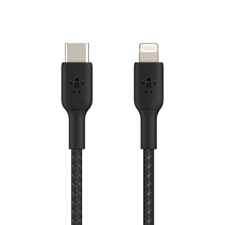 Cable Belkin Caa004bt1mbk Usb-c A Lightning Trenzado Boost Charge 1m Color Negro