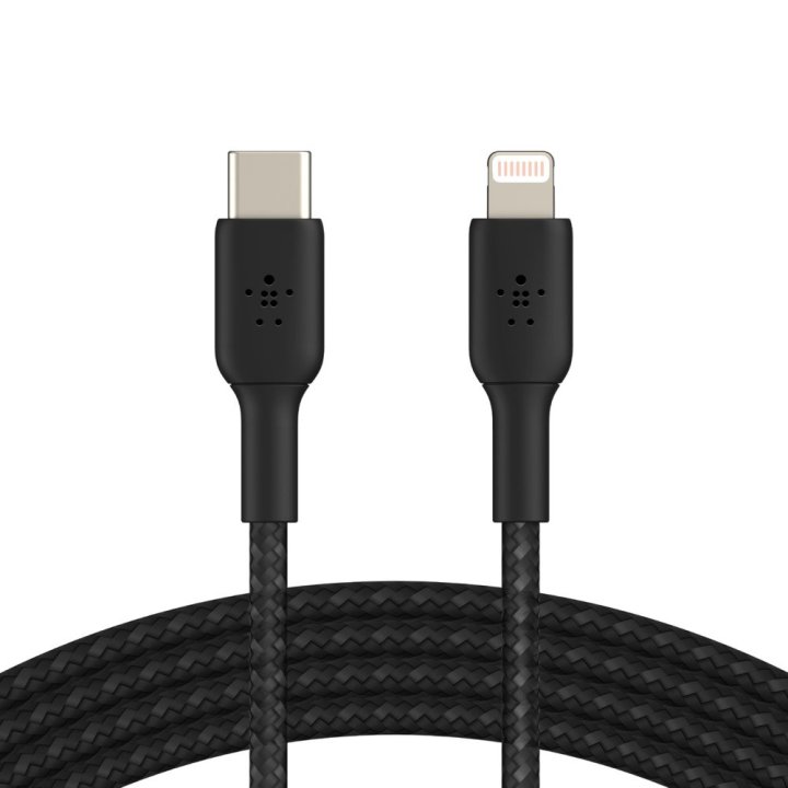 Cable Belkin Caa004bt1mbk Usb-c A Lightning Trenzado Boost Charge 1m Color Negro