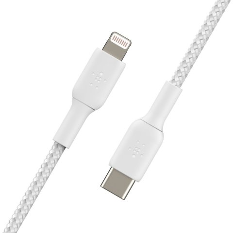 Cable Belkin Caa004bt1mwh Usb-c A Lightning Trenzado Boost Charge 1m Color Blanco