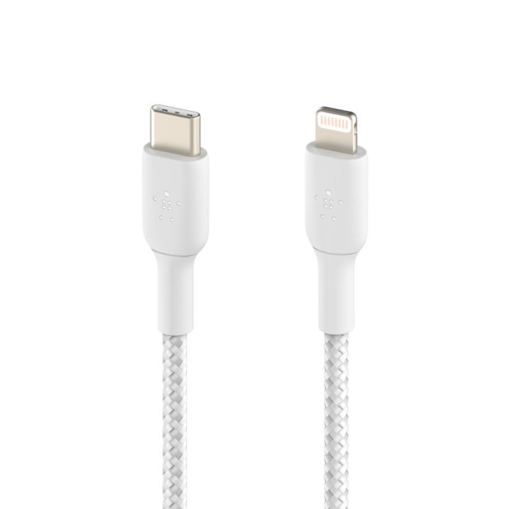 Cable Belkin Caa004bt1mwh Usb-c A Lightning Trenzado Boost Charge 1m Color Blanco