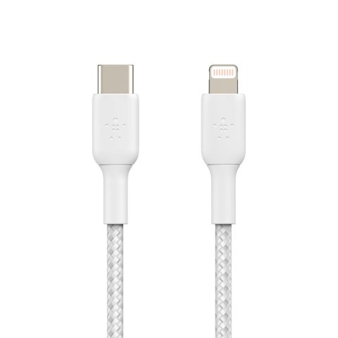 Cable Belkin Caa004bt1mwh Usb-c A Lightning Trenzado Boost Charge 1m Color Blanco